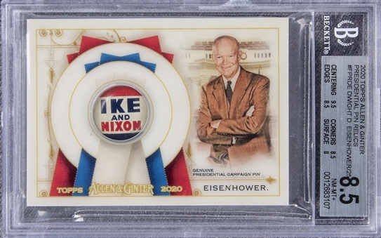 2020 Topps Allen & Ginter "Presidential Pin Relics" #FPRDE Dwight D. Eisenhower Relic Card (#14/25) - BGS NM-MT+ 8.5